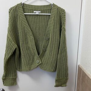 American Eagle Outfitters Olive Green Knit Cardigan